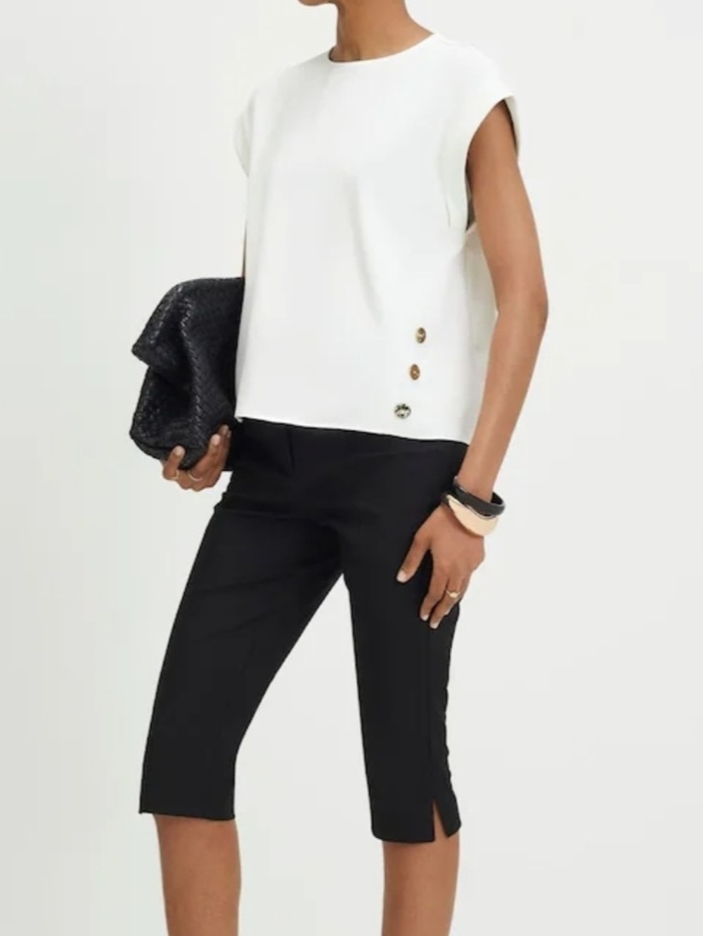 Zara White Cap Sleeve Top with Button Detail.Mrp.45$